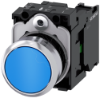 Imagem de Botão de pressão, 22mm, redondo, metal, alto brilho, azul, botão de pressão, 1NA+1NF