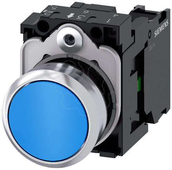 Imagem de Botão de pressão, 22mm, redondo, metal, alto brilho, azul, botão de pressão, 1NA+1NF