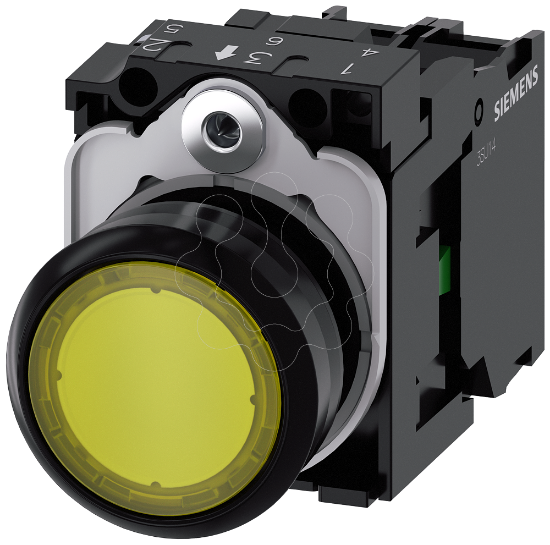 Imagem de Botão de pressão, iluminado, 22mm, redondo, plástico, verde, 1NA, 110V CA