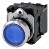 Imagem de Botão de pressão, iluminado, 22mm, redondo, metal, alto brilho, azul, botão de comando, 1NA+1NF