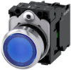 Imagem de Botão de pressão, iluminado, 22mm, redondo, metal, alto brilho, azul, botão de comando, 1NA+1NF