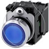 Imagem de Botão de pressão, iluminado, 22mm, redondo, metal, alto brilho, azul, botão de comando, 1NA+1NF