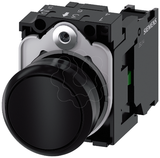 Imagem de Botão de pressão, 22mm, redondo plástico, preto, botão de comando, 1NA+1NF