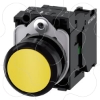Imagem de Botão de pressão, 22mm, redondo, plástico, amarelo, botão de comando, 1NA+1NF
