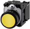Imagem de Botão de pressão, 22mm, redondo, plástico, amarelo, botão de comando, 1NA+1NF