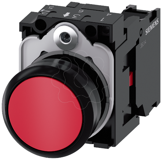 Imagem de Botão de pressão, 22mm, redondo plástico, vermelho, botão de comando, 1NA+1NF