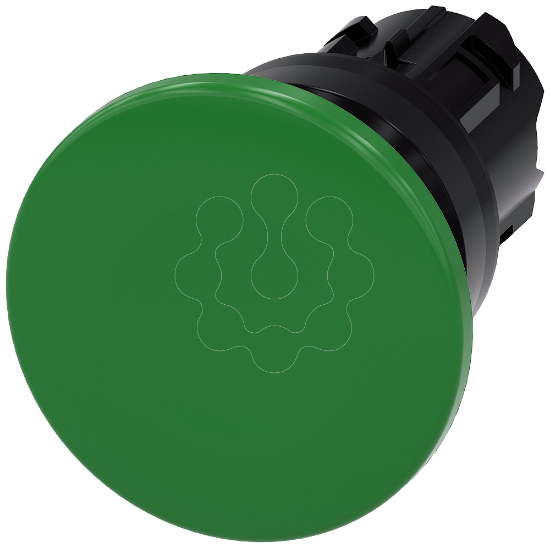 Imagem de Botão cogumelo, 22mm, redondo, metal, brilhante, preto, 30mm