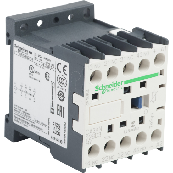 Imagem de Contactor auxiliar TeSys CA3K - 2NA+2NF 24VCC com antiparasita