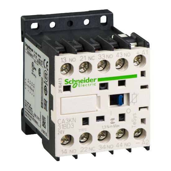 Imagem de Contactor auxiliar TeSys CA3K - 3NA+1NF 24VCC com antiparasita