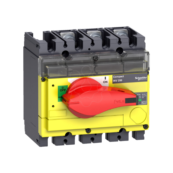 Imagem de interruptor seccionador Interpact INV 250 3P punho vermelho/face frontal amarela