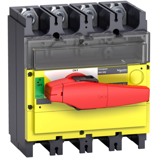 Imagem de interruptor seccionador Interpact INV 400 4P punho vermelho/face frontal amarela