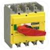 Imagem de interruptor seccionador Interpact INS250 3P punho vermelho/face frontal amarela