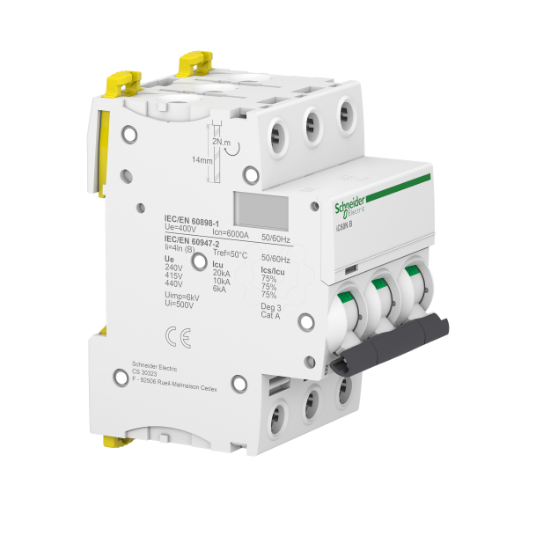 Imagem de Acti9 iC60N   Disjuntor   3P   16A   Curva B   6000A IEC 60898 1   10 kA IEC 60947 2