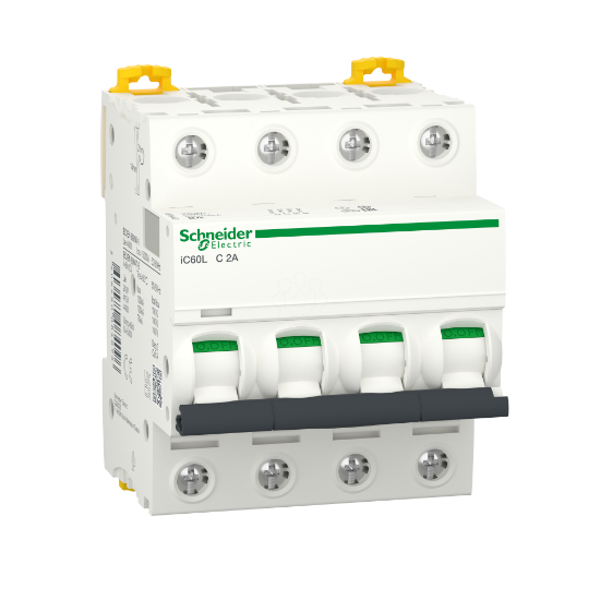 Imagem de Acti9 iC60L   Disjuntor   4P   2A   Curva C   15000A IEC 60898 1   100 kA IEC 60947 2