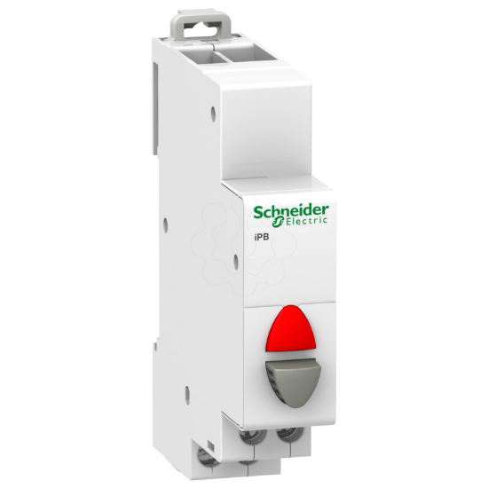 Imagem de Botao cinzento de pressao simples Acti9 iPB 1NF - luz ind. vermelha 110-230 V ca