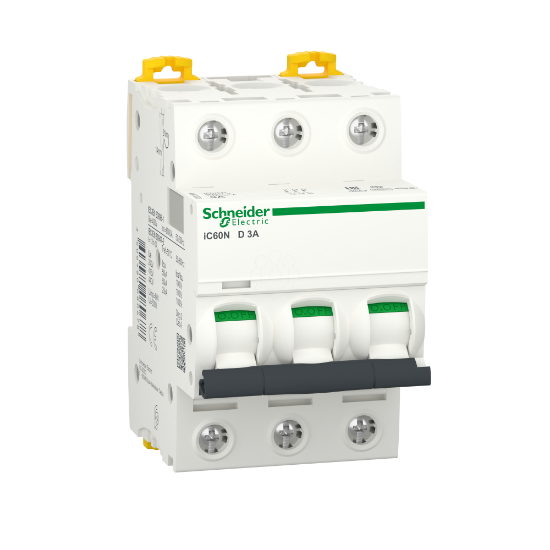 Imagem de Acti9 iC60N   Disjuntor   3P   3A   Curva D   6000A IEC 60898 1   50 kA IEC 60947 2