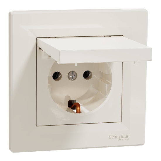 Imagem de Asfora - Tomada 2P+T com tampa e obturadores - 16A - IP21 - Creme