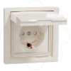 Imagem de Asfora - Tomada 2P+T com tampa e obturadores - 16A - IP44 - Creme