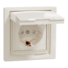 Imagem de Asfora - Tomada 2P+T com tampa e obturadores - 16A - IP44 - Creme