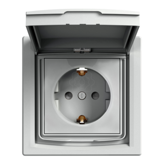 Imagem de Asfora - Tomada 2P+T com tampa e obturadores - 16A - IP44 - Aluminio
