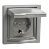 Imagem de Asfora - Tomada 2P+T com tampa e obturadores - 16A - IP44 - Aluminio