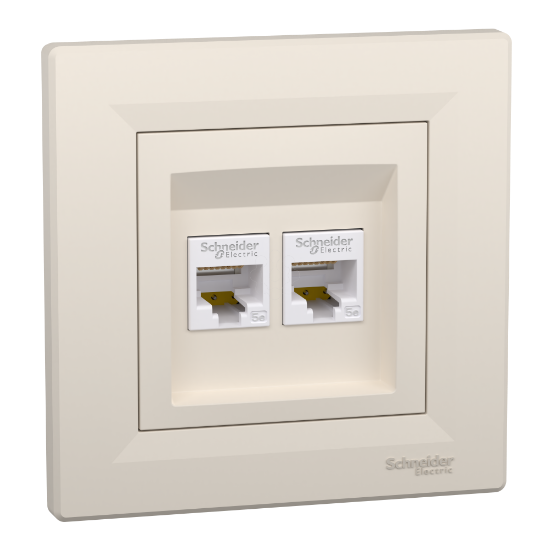 Imagem de Asfora - Tomada RJ45 dupla categoria 5e UTP - Creme