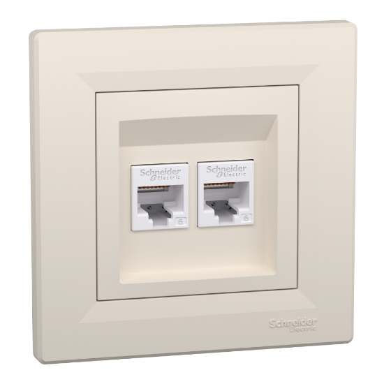 Imagem de Asfora - Tomada RJ45 dupla categoria 6 UTP - Creme