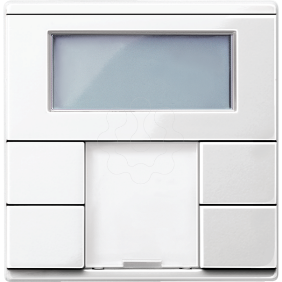 Imagem de Push button 2 gang plus with room temp. ctrl unit polar white glossy System M