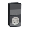 Imagem de Mureva Styl - Tomada 2P+T monobloco com obturadores + Comutador de escada - saliente - IP55 - 16A / 10A - Cinzento