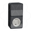 Imagem de Mureva Styl - Tomada 2P+T monobloco com obturadores + Comutador de escada - saliente - IP55 - 16A / 10A - Cinzento