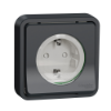 Imagem de Tomada 2P+T monobloco com obturadores Mureva Styl encastrar IP55 16A Cinzento
