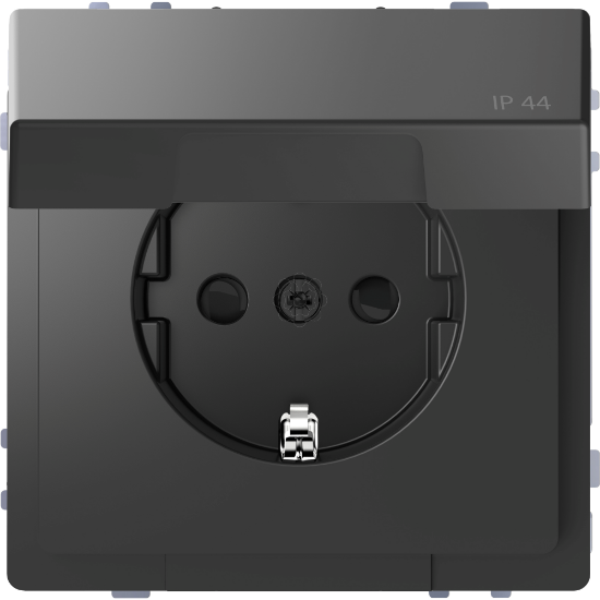 Imagem de D-Life - Tomada 2P+T com obturadores e tampa - IP44 - 16A - Antracite