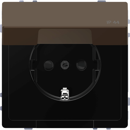 Imagem de D-Life - Tomada 2P+T com obturadores e tampa - IP44 - 16A - Metal mocca