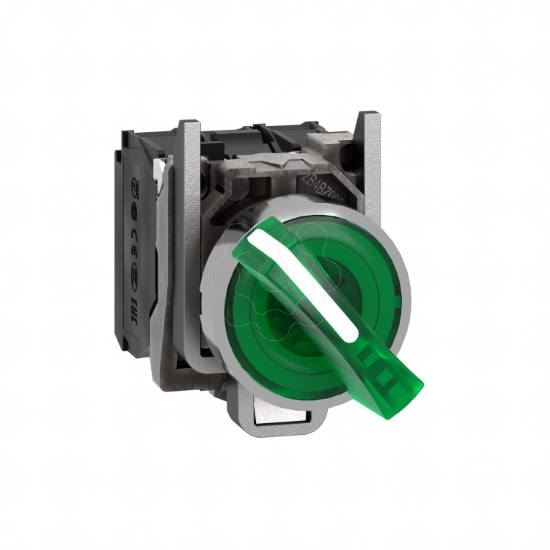Imagem de Interruptor selector iluminado verde o 22 manipulo 2 posicoes - 24 v - 1no+1nc