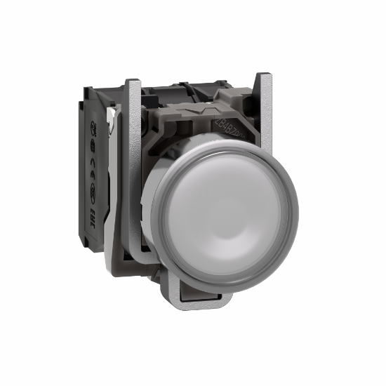 Imagem de Botao de pressao iluminado branco o 30 – mola encastrada – 24 v – 1no+1nc