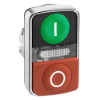 Imagem de Illuminated double headed push button head metal o22 marked 1 cim een flush i + 1 luz piloto + 1 red projecting o