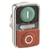 Imagem de Illuminated double headed push button head metal o22 marked 1 cim een flush i + 1 luz piloto + 1 red projecting o