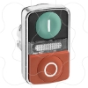 Imagem de Illuminated double headed push button head metal o22 marked 1 cim een flush i + 1 luz piloto + 1 red projecting o