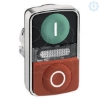 Imagem de Illuminated double headed push button head metal o22 marked 1 cim een flush i + 1 luz piloto + 1 red projecting o