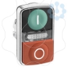 Imagem de Illuminated double headed push button head metal o22 marked 1 cim een flush i + 1 luz piloto + 1 red projecting o