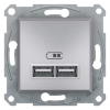 Imagem de Asfora - Tomada dupla USB carregador - 2.1A - Aluminio