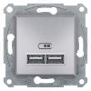 Imagem de Asfora - Tomada dupla USB carregador - 2.1A - Aluminio