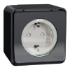 Imagem de Tomada 2P+T com obturadores Mureva Styl saliente ligadores parafuso IP55 16A Cinzento