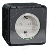 Imagem de Tomada 2P+T com obturadores Mureva Styl saliente ligadores parafuso IP55 16A Cinzento
