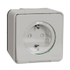 Imagem de Tomada 2P+T monobloco com obturadores Mureva Styl saliente ligadores parafuso IP55 16A Branco