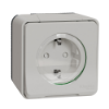Imagem de Tomada 2P+T monobloco com obturadores Mureva Styl saliente ligadores parafuso IP55 16A Branco