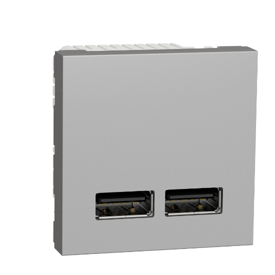 Imagem de Tomada carregador 2 USB tipo 2.0 Unica 1A Aluminio