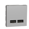 Imagem de Tomada carregador 2 USB tipo 2.0 Unica 1A Aluminio