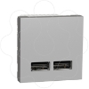 Imagem de Tomada carregador 2 USB tipo 2.0 Unica 1A Aluminio