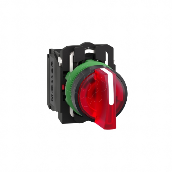 Imagem de Interruptor selector iluminado vermelho - o 22-3 posicoesicao - 24 v - 1 no + 1 nc